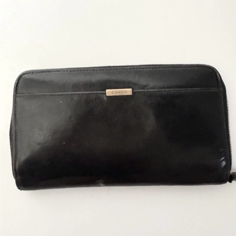 Coach Black Leather Zip Wallet